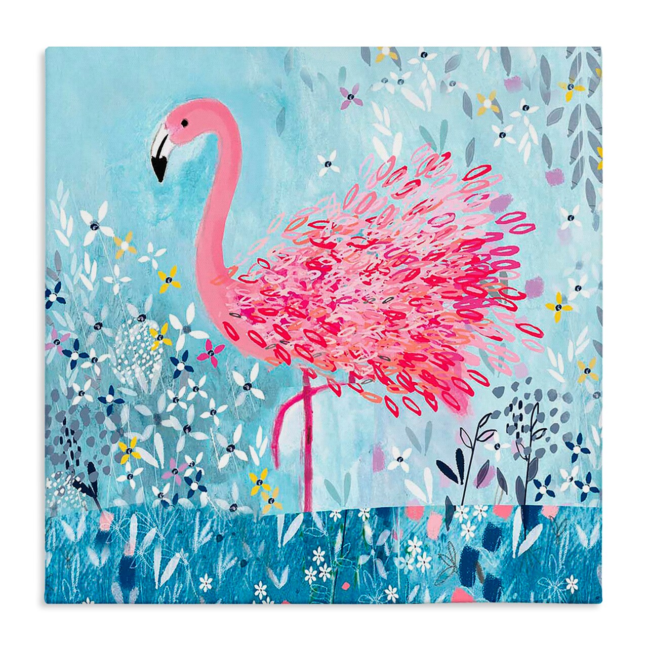 Stupell Industries Whimsical Flower Flamingo Canvas, design by Clare Tupper